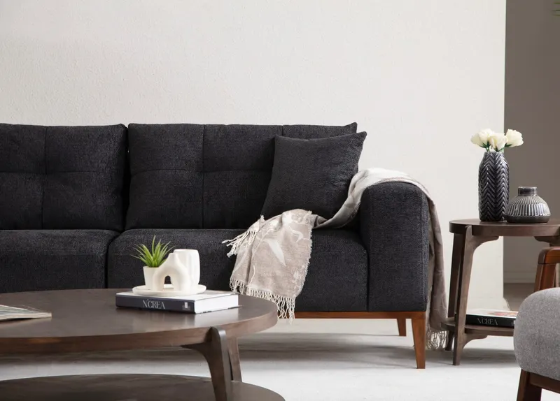 Canapea extensibilă 3 locuri Sinor, Diverse culori, 225 x 92 x 75 cm - Antracit