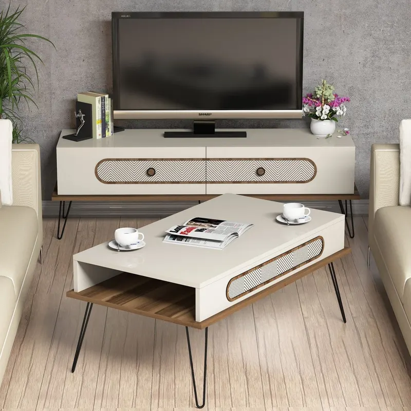 Set mobilă pentru sufragerie Ekol, Diverse culori, 145x37x45 cm - Crem