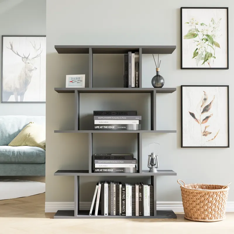 Bibliotecă Harmon, Diverse culori, 90x25x127 cm - Antracit