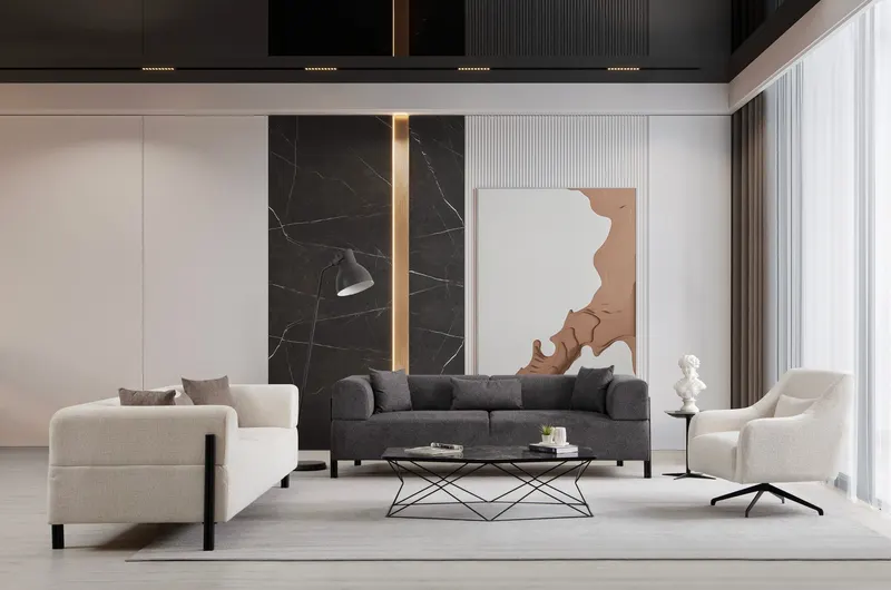 Canapea fixă 3 locuri Gio, Diverse culori, 93x66x75 cm - Antracit
