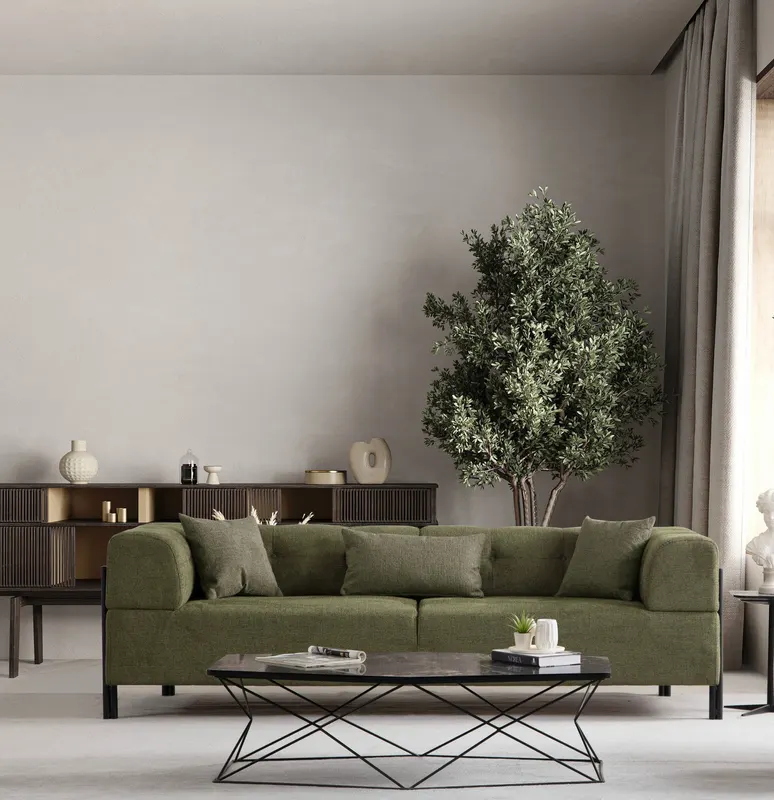 Canapea fixă 3 locuri Gio, Diverse culori, 93x66x75 cm - Verde