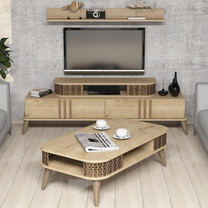 Set mobilă pentru sufragerie Eylül, Diverse culori, 168x39x52 cm - Stejar