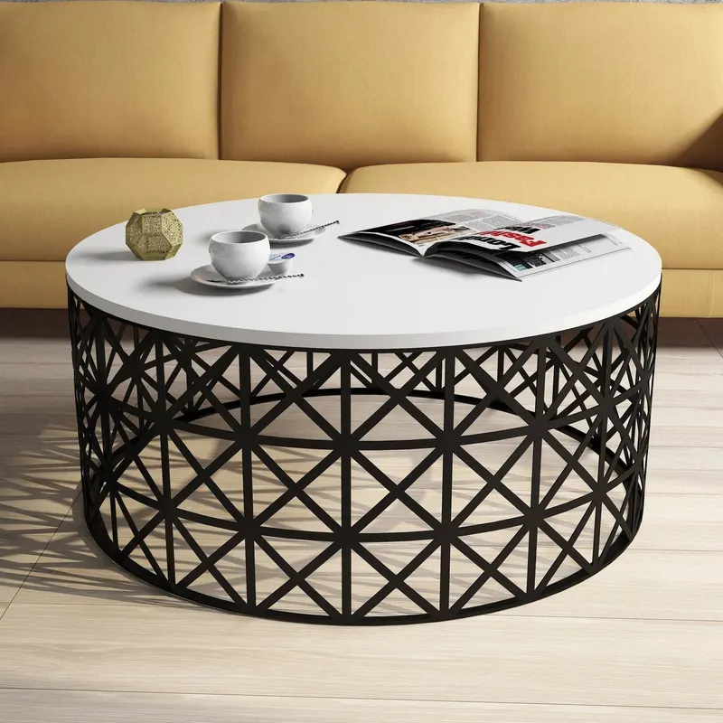 Măsuță de cafea Selin Metal Ferforje, Diverse culori, 90x38x90 cm - Alb - Negru