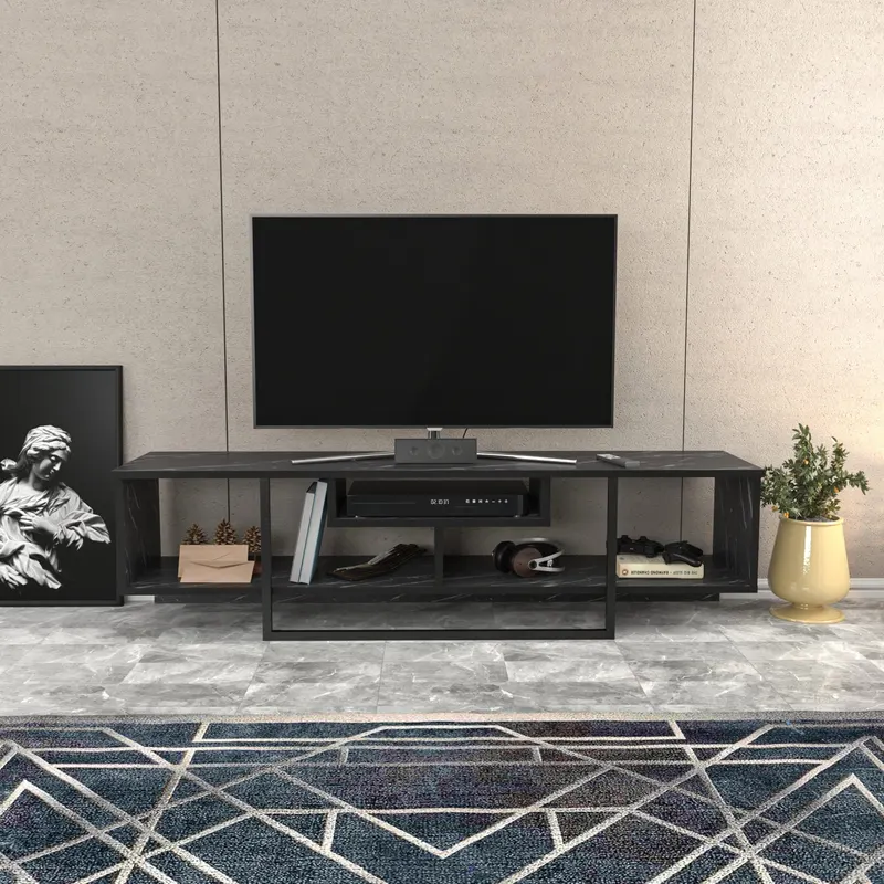 Comodă TV Asal 150, Diverse culori, 150x35x40 cm - Negru