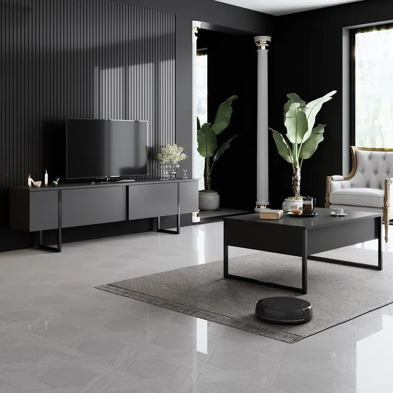 Măsuță de cafea Luxe, Diverse culori, 90x60x40 cm - Antracit - Negru