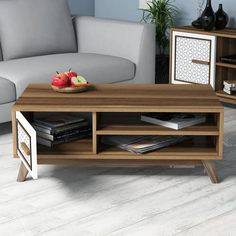 Set mobilă pentru sufragerie Ayla, Diverse culori, 160x35x56 cm - Nuc - Alb