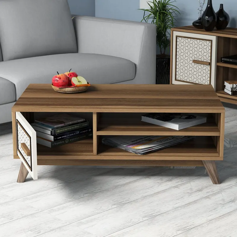 Set mobilă pentru sufragerie Ayla, Diverse culori, 160x35x56 cm - Nuc - Crem