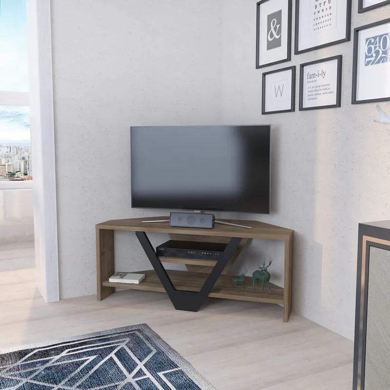 Comodă TV Karin, Diverse culori, 90x35x37 cm - Nuc - Negru