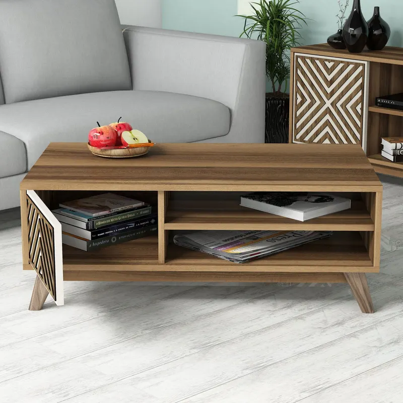 Set mobilă pentru sufragerie Inci, Diverse culori, 160x35x56 cm - Nuc - Crem