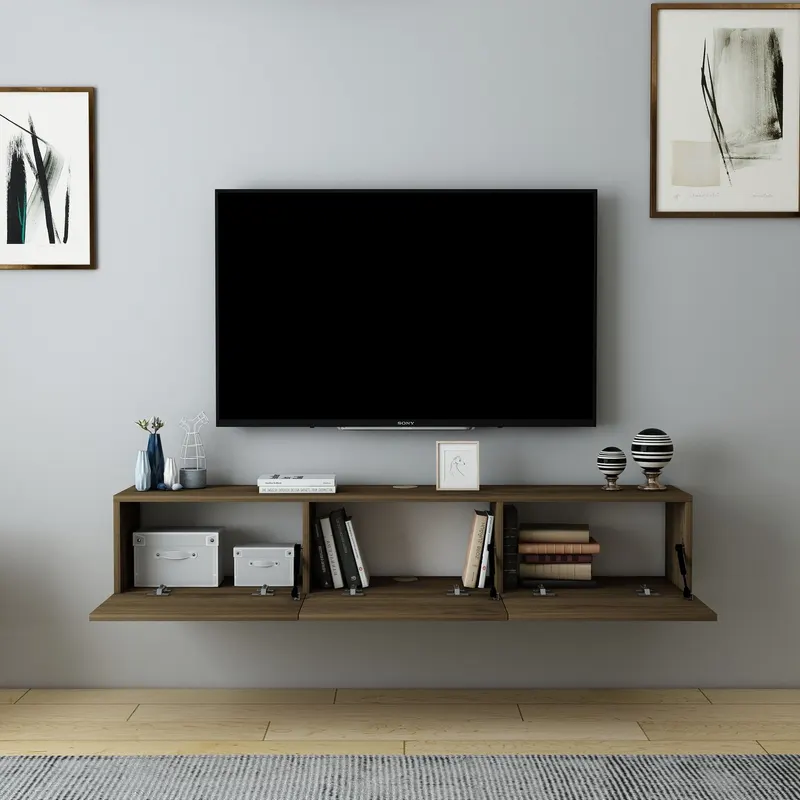 Comodă TV Denby, Diverse culori, 160x31x30 cm - Nuc