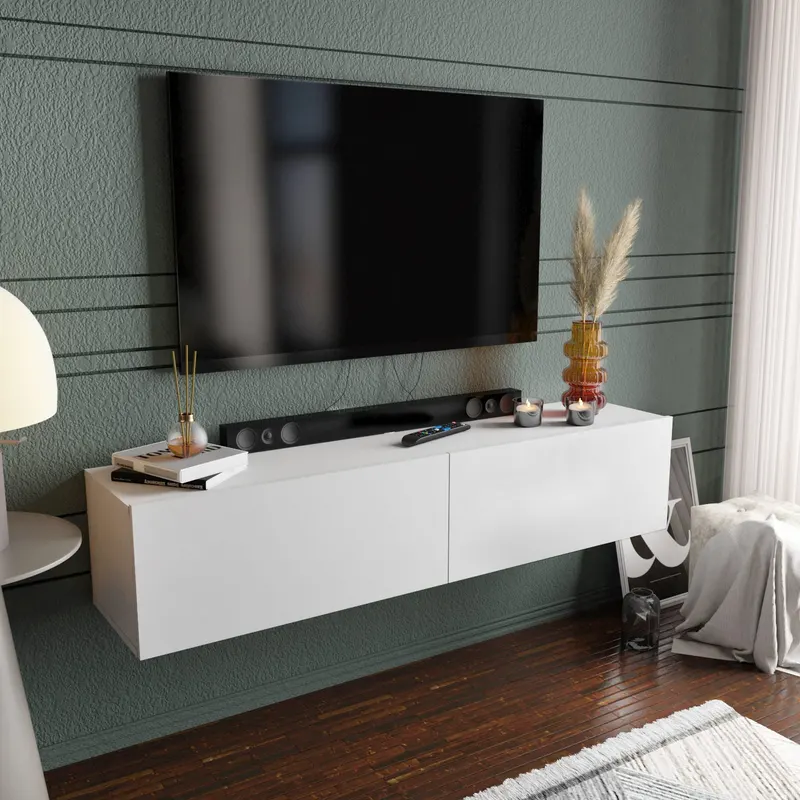 Comodă TV Poling, Diverse culori, 160x37x34 cm - Alb