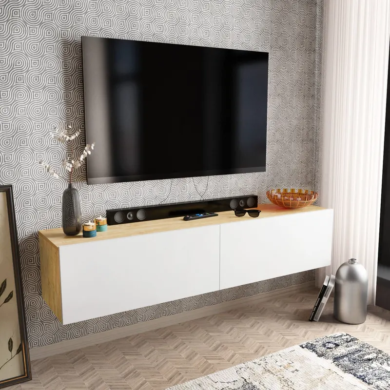 Comodă TV Poling, Diverse culori, 160x37x34 cm - Alb - Sapphire