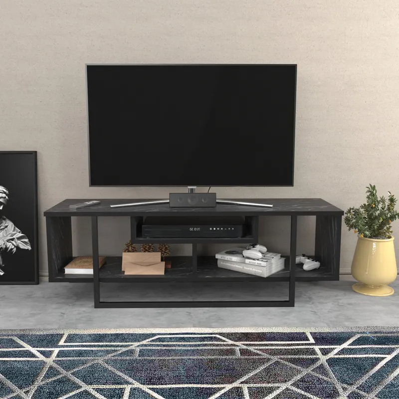 Comodă TV Asal 120, Diverse culori, 120x35x40 cm - Negru