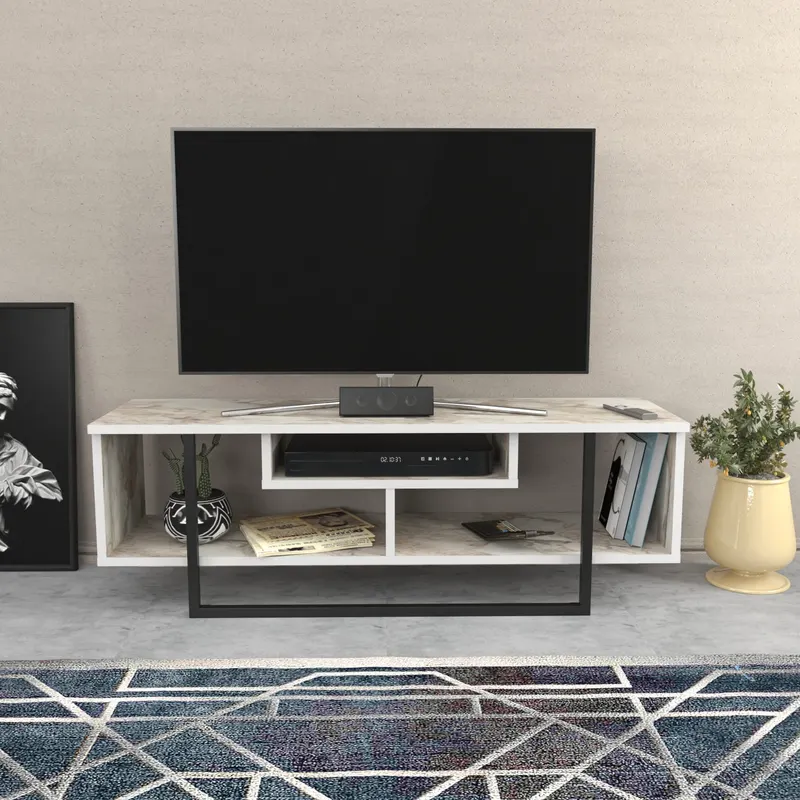 Comodă TV Asal 120 - Ephesus, Diverse culori, 120x35x40 cm - Alb - Negru