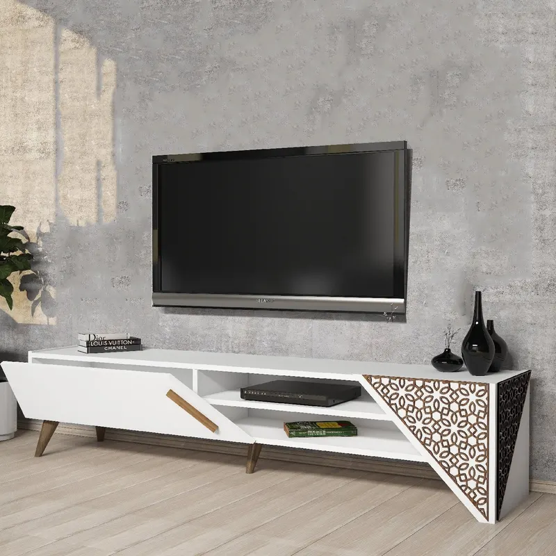 Comodă TV Beril 2, Diverse culori, 180x40x37 cm - Alb