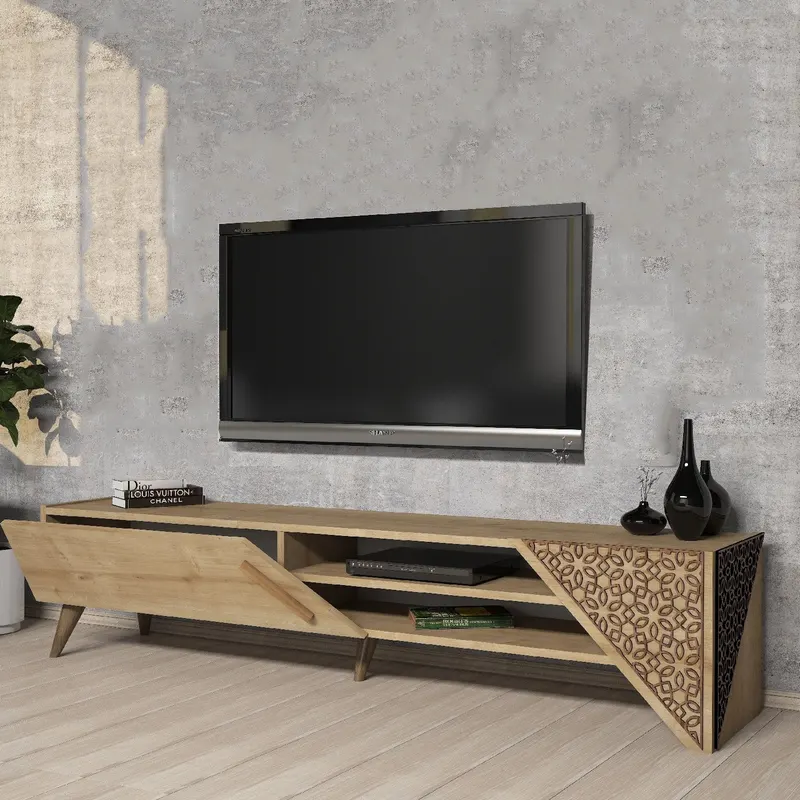 Comodă TV Beril 2, Diverse culori, 180x40x37 cm - Stejar