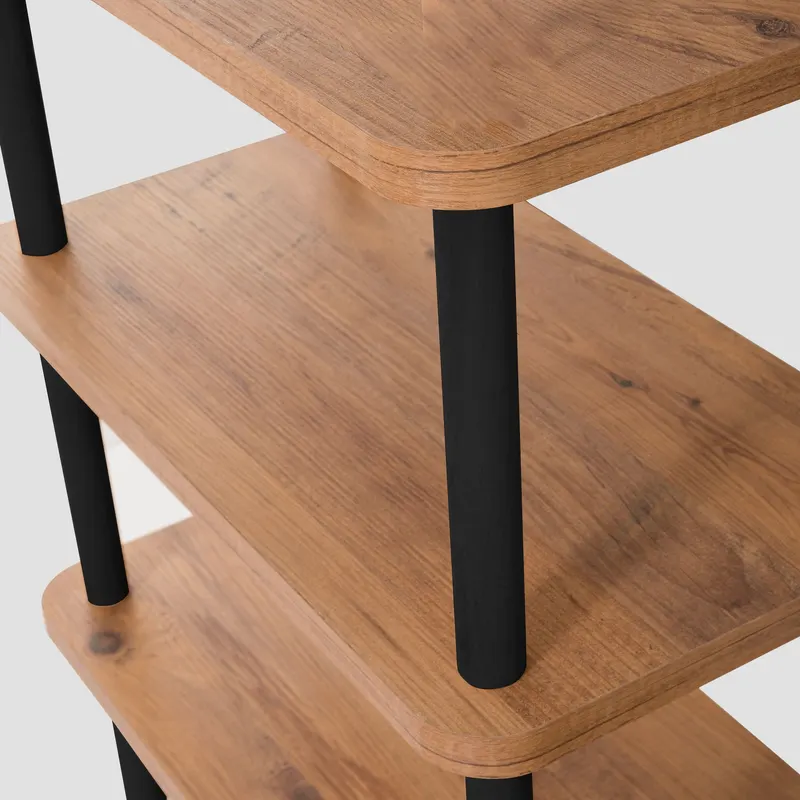Bibliotecă Step, Diverse culori, 80x28x75 cm - Negru - Pin atlantic