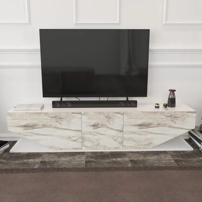 Comodă TV Inci, Diverse culori, 180x30x45 cm - Alb - Marble