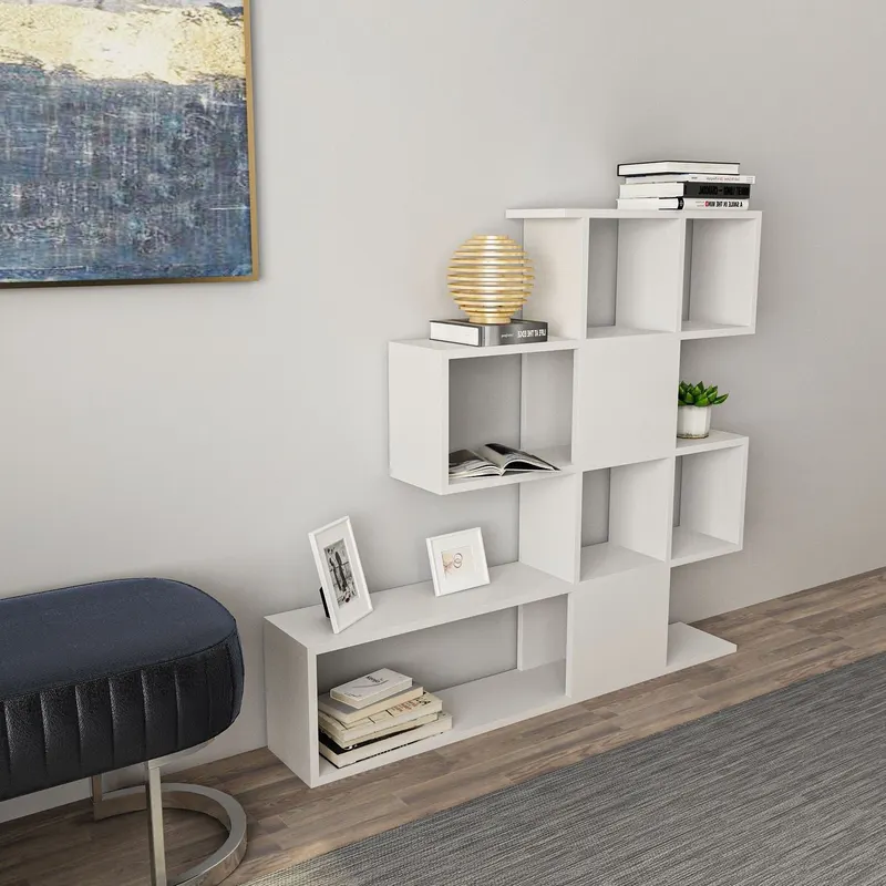 Bibliotecă Karlin, Diverse culori, 120x20x109 cm - Alb
