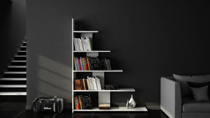 Bibliotecă Reward, Diverse culori, 122x20x120 cm - Alb
