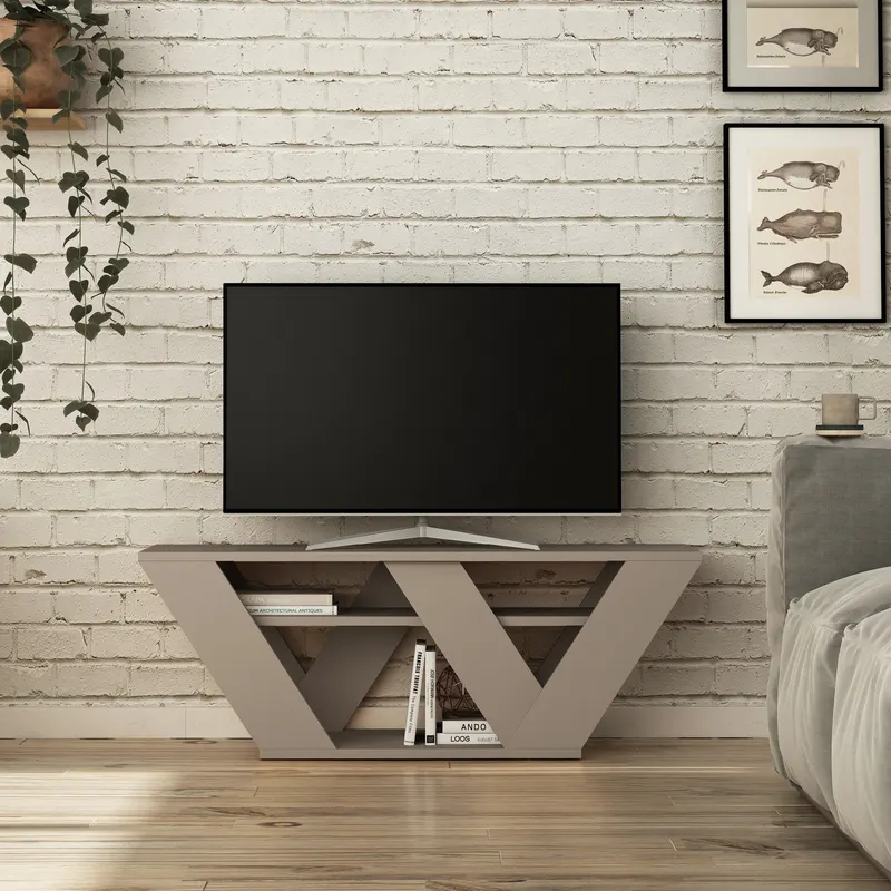 Comodă TV Pipralla, Diverse culori, 110x30x40 cm - Moca deschis