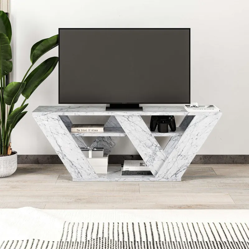 Comodă TV Pipralla, Diverse culori, 110x30x40 cm - Carrara marble