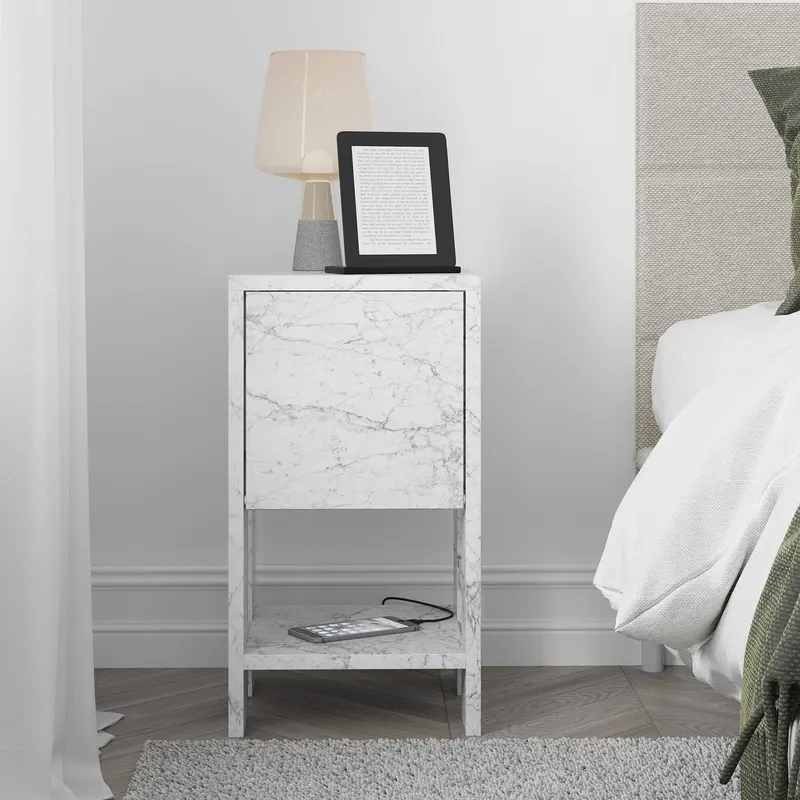 Noptieră Ema, Diverse culori, 30x30x55 cm - Carrara marble