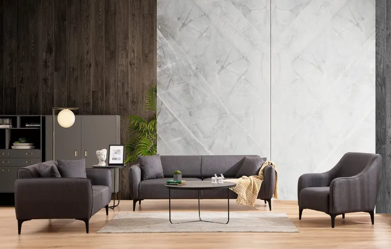 Canapea fixă Belissimo, Diverse culori, Diverse configurații, Diverse dimensiuni - Gri închis / 3 locuri / 220x95x67 cm