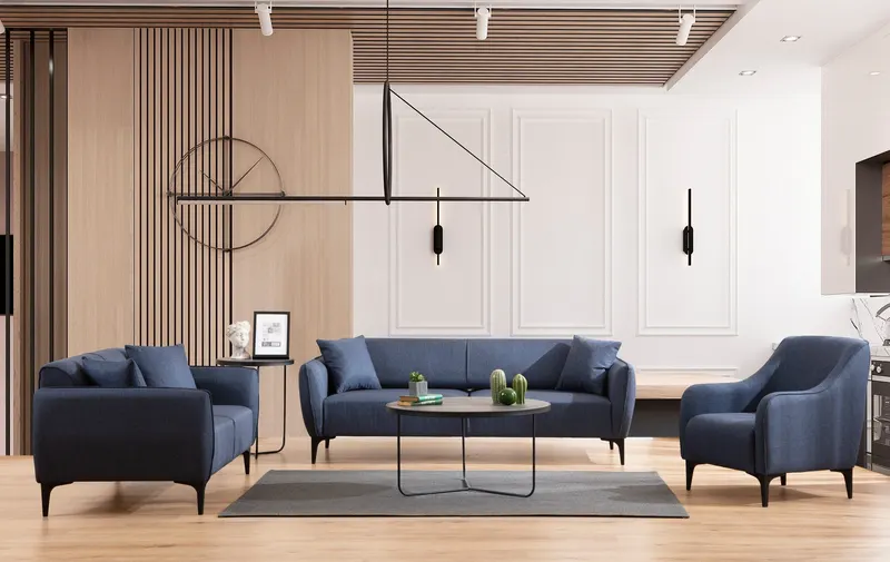 Canapea fixă Belissimo, Diverse culori, Diverse configurații, Diverse dimensiuni - Albastru / 3 locuri / 220x95x67 cm