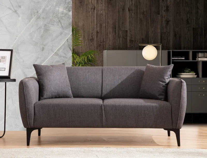 Canapea fixă Belissimo, Diverse culori, Diverse configurații, Diverse dimensiuni - Gri închis / 2 locuri / 160x95x67 cm