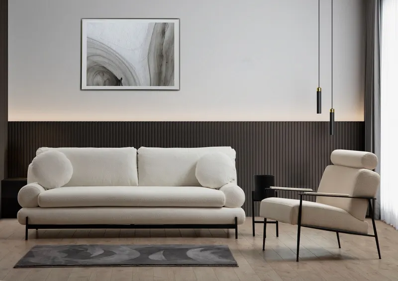 Canapea fixă Livorno, Alb, Diverse configurații, Diverse dimensiuni - 3 locuri / 230x92x85 cm