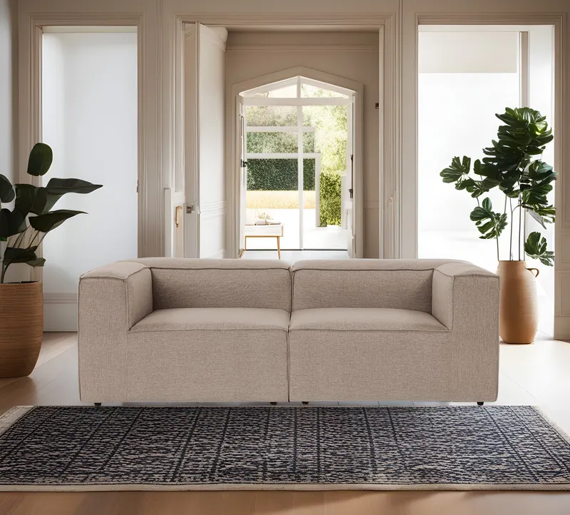 Canapea fixă Fora, Diverse culori, Diverse configurații, Diverse dimensiuni - Maro / 2 locuri / 214x105x66 cm