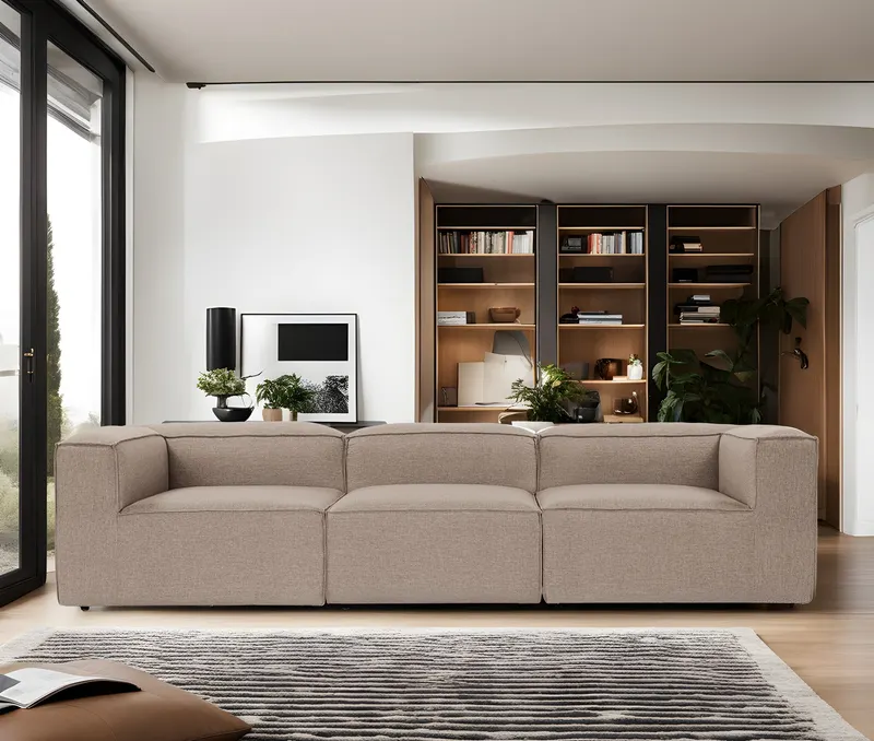 Canapea fixă Fora, Diverse culori, Diverse configurații, Diverse dimensiuni - Maro / 3 locuri / 297x105x66 cm