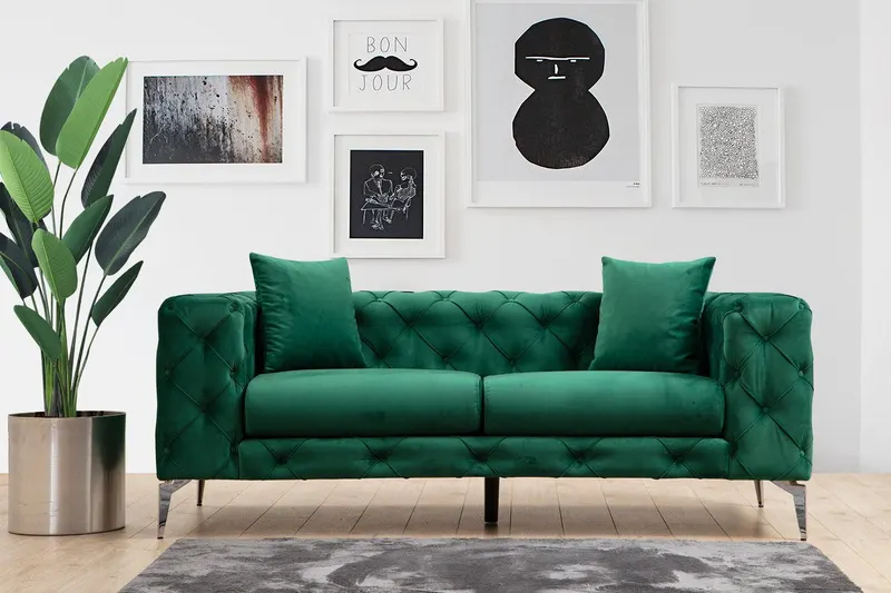 Canapea fixă Como, Diverse culori, Diverse configurații, Diverse dimensiuni - Verde / 2 locuri / 197x90x70 cm