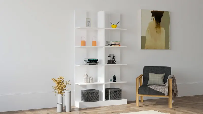 Bibliotecă İkiz, Diverse culori, Diverse dimensiuni - Alb / 100x26x180 cm