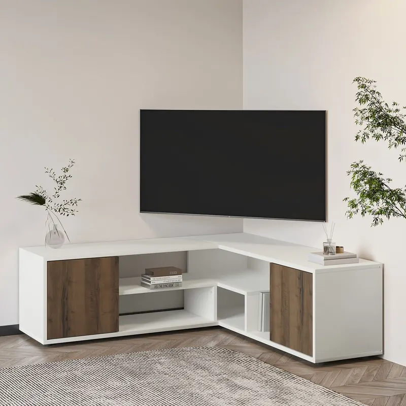 Comodă TV Rosa, Diverse culori, Diverse dimensiuni - Alb - Antique walnut / 120x35x40 cm