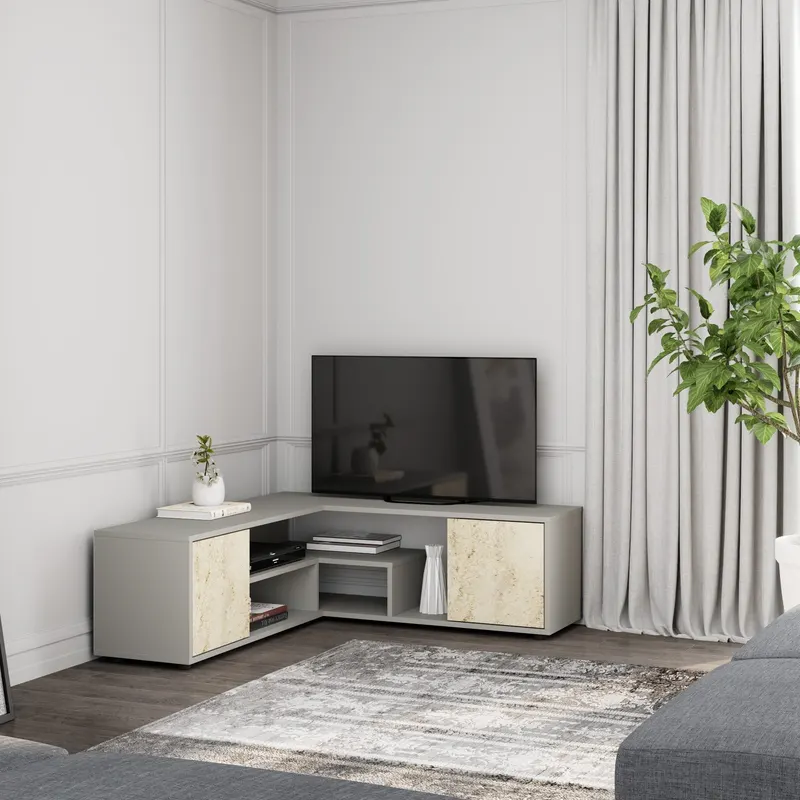 Comodă TV Rosa, Diverse culori, Diverse dimensiuni - Gri - Travertin / 120x35x40 cm