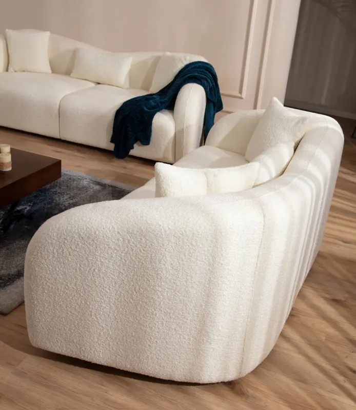 Canapea fixă Venedik, Crem, Diverse configurații, Diverse dimensiuni - 2 locuri / 190x91x76 cm