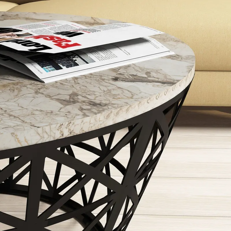 Măsuță de cafea Stil Marble, Diverse culori, Diverse configurații, Diverse dimensiuni - Alb / Standard / 90x90x38 cm