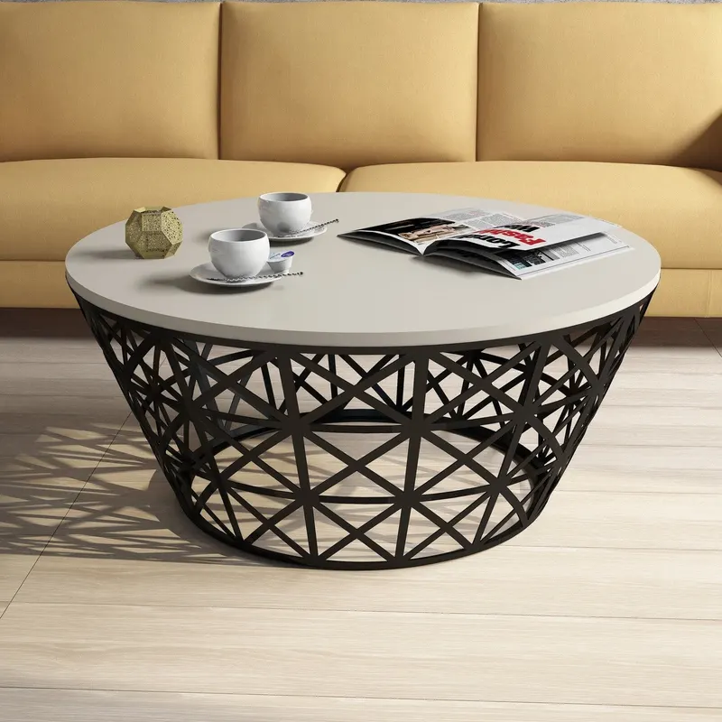 Măsuță de cafea Stil Metal Ferforje, Diverse culori, Diverse configurații, Diverse dimensiuni - Crem - Negru / Standard / 90x38x90 cm