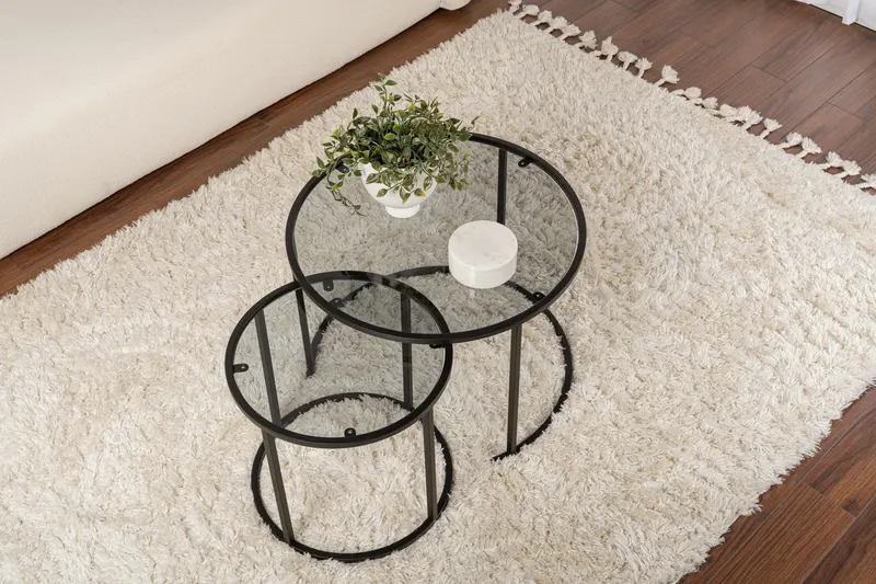 Măsuță de cafea Aurum - 60, 42, Diverse culori, Diverse dimensiuni - Negru - Gri / 42x42x39 cm