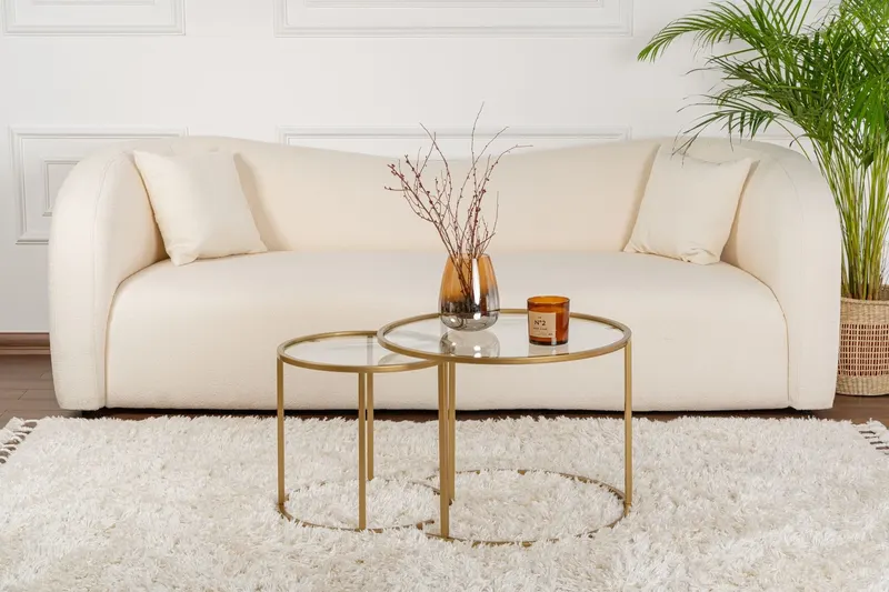 Măsuță de cafea Aurum - 60, 42, Diverse culori, Diverse dimensiuni - Auriu - Transparent / 60x60x43 cm