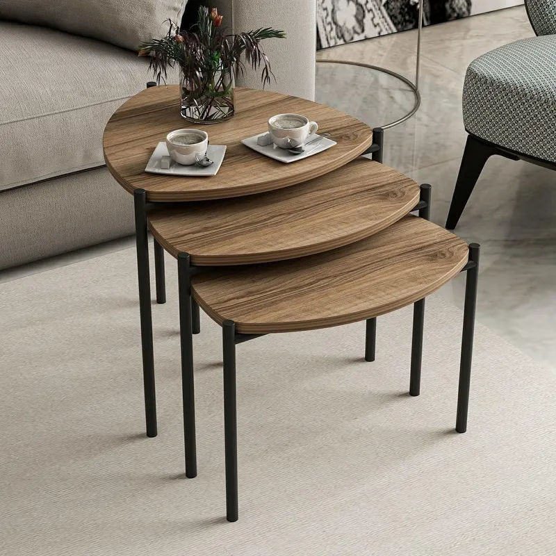 Măsuță de cafea Lenny, Diverse culori, Diverse configurații, Diverse dimensiuni - Nuc / 3 bucăți / 45x45x45 cm