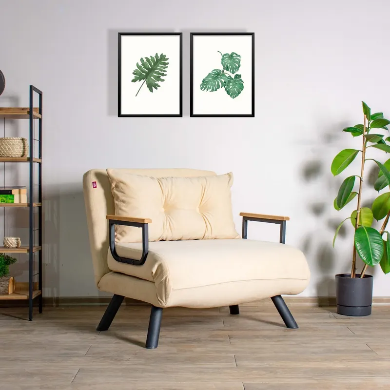 Fotoliu extensibil Sando Single, Diverse culori, Diverse dimensiuni - Crem / 67x50x41 cm