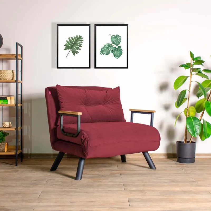 Fotoliu extensibil Sando Single, Diverse culori, Diverse dimensiuni - Maroon / 67x50x41 cm