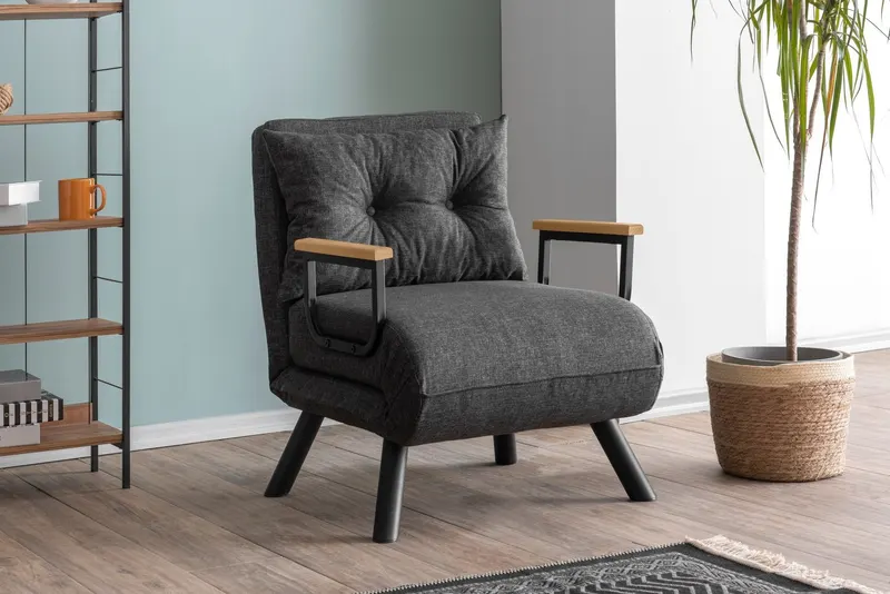 Fotoliu extensibil Sando Single, Diverse culori, Diverse dimensiuni - Gri închis / 67x50x41 cm