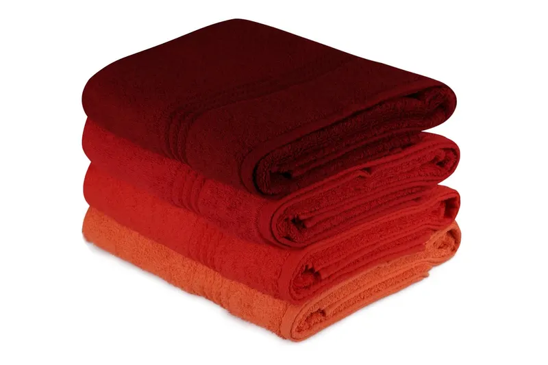 Prosop de baie Rainbow, Diverse culori, Diverse configurații, Diverse dimensiuni - Portocaliu pal - Portocaliu - Roșu - Fucsia / 4 bucăți / 70x140 cm