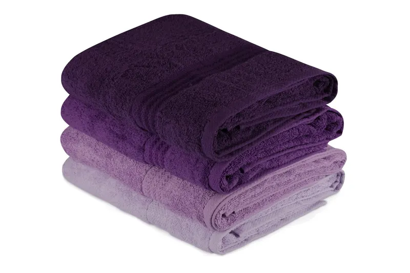 Prosop de baie Rainbow, Diverse culori, Diverse configurații, Diverse dimensiuni - Lila deschis - Lila - Mov - Mov închis / 4 bucăți / 70x140 cm