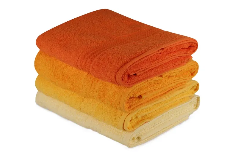 Prosop de baie Rainbow, Diverse culori, Diverse configurații, Diverse dimensiuni - Galben deschis - Galben - Portocaliu pal - Portocaliu / 4 bucăți / 70x140 cm