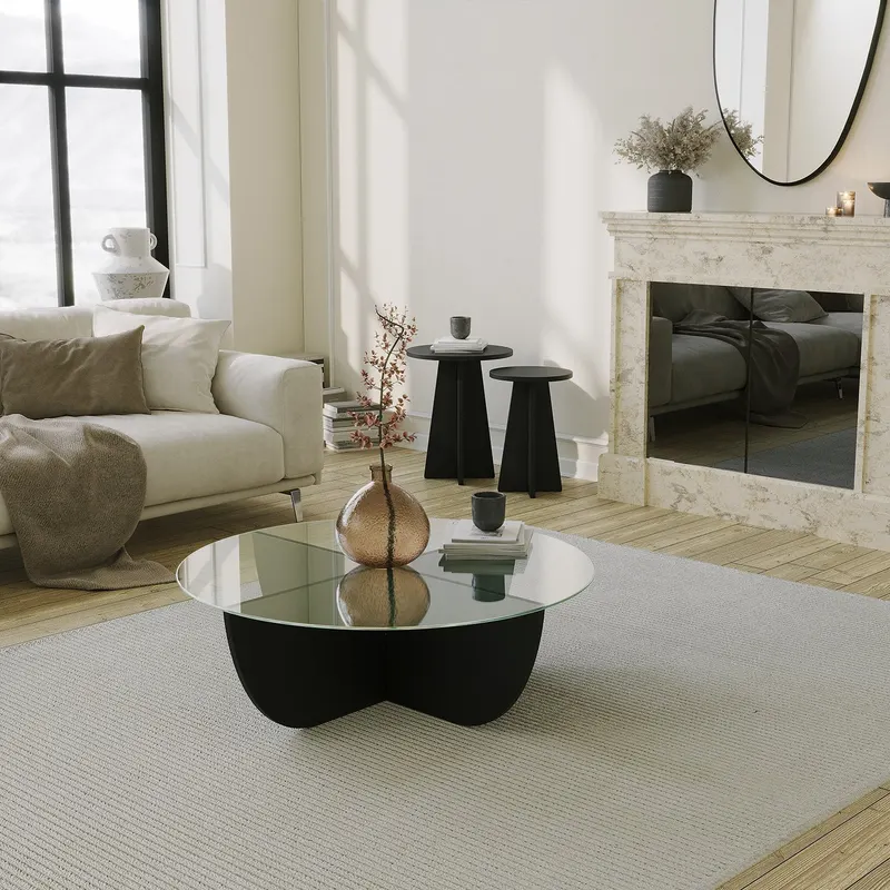 Măsuță de cafea Lily, Diverse culori, Diverse configurații, Diverse dimensiuni - Negru / Standard / 90x90x30 cm